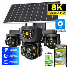 WiFi Wireless Solar Camera Three Screen Outdoor 4G Sim Card Solar CCTV Three Len