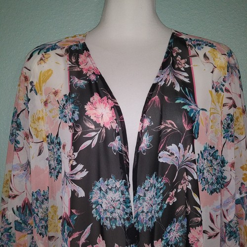 Style & Co Kimono Oversized M (Fits L/XL) Sheer Flowy Romantic Fairy Boho Floral - Picture 2 of 15