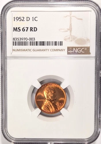 1952 D Lincoln Wheat Cent Penny NGC MS-67 RD - A935