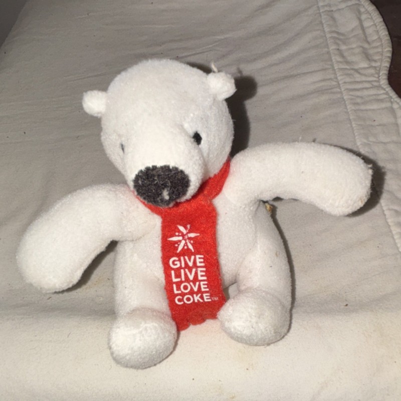 Coca-Cola Polar Bear Plush Stuffed Animal with Red GIVE LIVE LOVE COKE Scarf