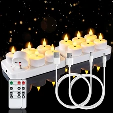 Rechargeable Tea Lights Flameless Candles with Remote Timer, Battery Operated LE