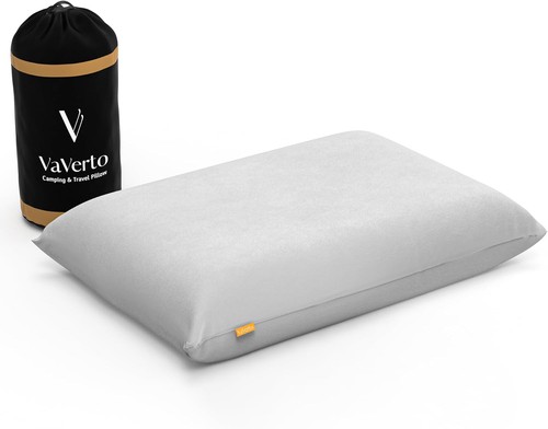 Vaverto Gray Travel and Camping Pillow - Compressible Medium Camping,