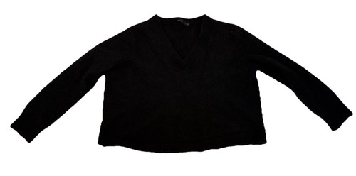 Jenni Kayne Cashmere Sweater 1X  Women Sz S Cropped Black Oversized V-Neck