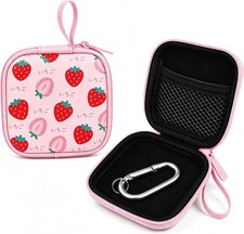 Cute Earbud Case with Carabiner, Mini Hard Shell Carrying Pouch for Earphones