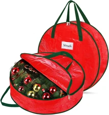 Waterproof Christmas Wreath Storage Container, 2-Pack with Zipper, 30 Inch