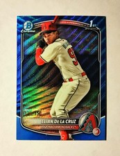 Elian De La Cruz 2025 1st Bowman Chrome BLUE Wave REFRACTOR 121/150 Raw RC N6