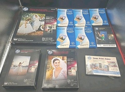 Lot Of HP Premium Photo Paper Glossy 80 lb 50 - 8.5x11 200+ 4x6 60- 5x7 New Lot