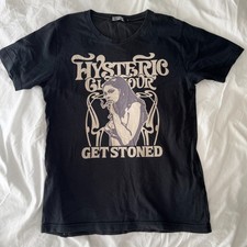 Hysteric Glamour "get stoned" smoking girl black and ivory graphic tee