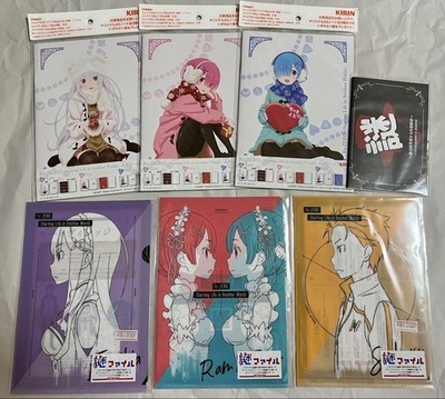 Re:ZERO Mystery File Set Emilia Rem Ram Subaru A5 Clear File Puzzle Game Rare