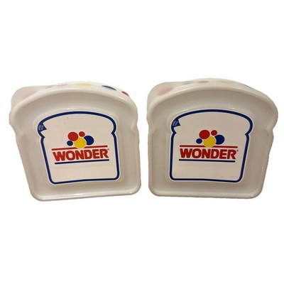 2er Set WUNDER BROT SANDWICH HALTER Aufbewahrungsbehälter Logo 2006 Schulbox Mittagessen