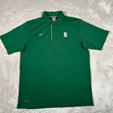 VTG 90's Nike Team Michigan State Spartans Polo Shirt Mens XL Green MSU NCAA