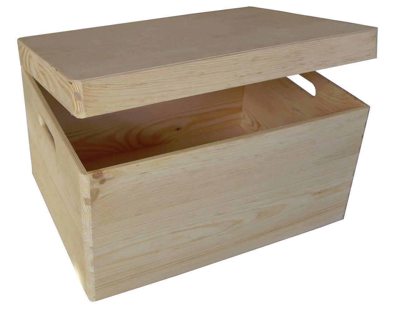 Large Plain Wooden Box Keepsake Memory Souvenirs Craft Storage Chest SK+PK eBay