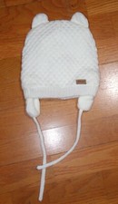 Alepo Baby Toddler Kids White Winter Warm Knit Fleece Lined Hat With Ears NWOT