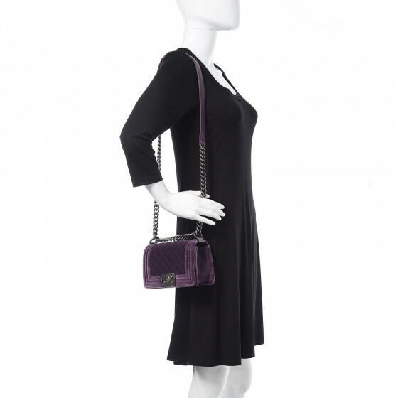 CHANEL Le Boy Small Purple Velvet Pewter HW Ltd Edition CC