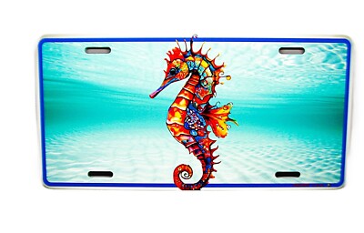 SEAHORSE ABSTRACT METAL CAR LICENSE PLATE.MARINE ANIMAL FRIEND CAR LICENSE PLATE