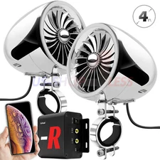 Bluetooth Motorcycle 100W Amp Stereo Speakers Audio Music FM Radio System Chrome