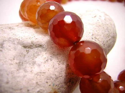 KARNEOL FACETTIERTE KUGEL EDELSTEINKETTE 14 MM WUNDERSCHÖN GROß  LADEN1 - Bild 1 von 3
