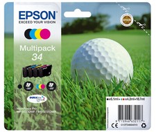 Epson 34 Golf Ball BCMY Ink Cartridges Multipack 13T34664010 *SELECT YOUR MODEL*