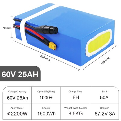 Ebike バッテリー 25ah Amazon.com : 60V 25Ah Ebike Battery 25000mah Lithium LiFePO4