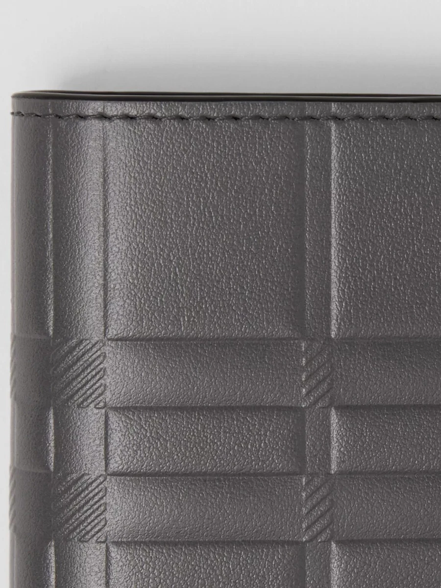 Burberry black Leather Check Bifold Wallet