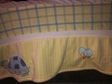 KIDSLINE YELLOW BLUE GREEN PLAID CRIB SKIRT PLUSH TURTLE BUMBLEBEE
