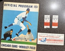 Vintage 1970s Official Baseball Program Chicago Cubs Wrigley vs NY Mets + Tix