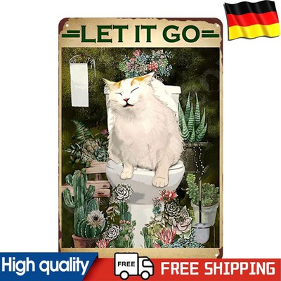 Let it Go Cat Plate Vintage Metall Blechschild Plakette für Pub Club (30x40cm)