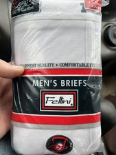 FELLINI Vintage Mens White Briefs Size XL ExtrA Large Cotton New 42-44 3-pack