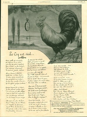 Reklame alte Uhr Zenith Le Coq Louis Tesson 1915 Ausgabe Zeitschrift