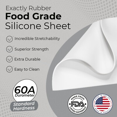 Thin White Silicone Rubber Sheet 60A 1/32'' x 9 x 12 Food Grade Gasket Material