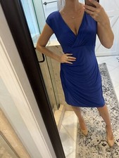 Dress, Ralph Lauren Blue Knit Stretch V Neckline Stretch Jersey  Moc Wrap New