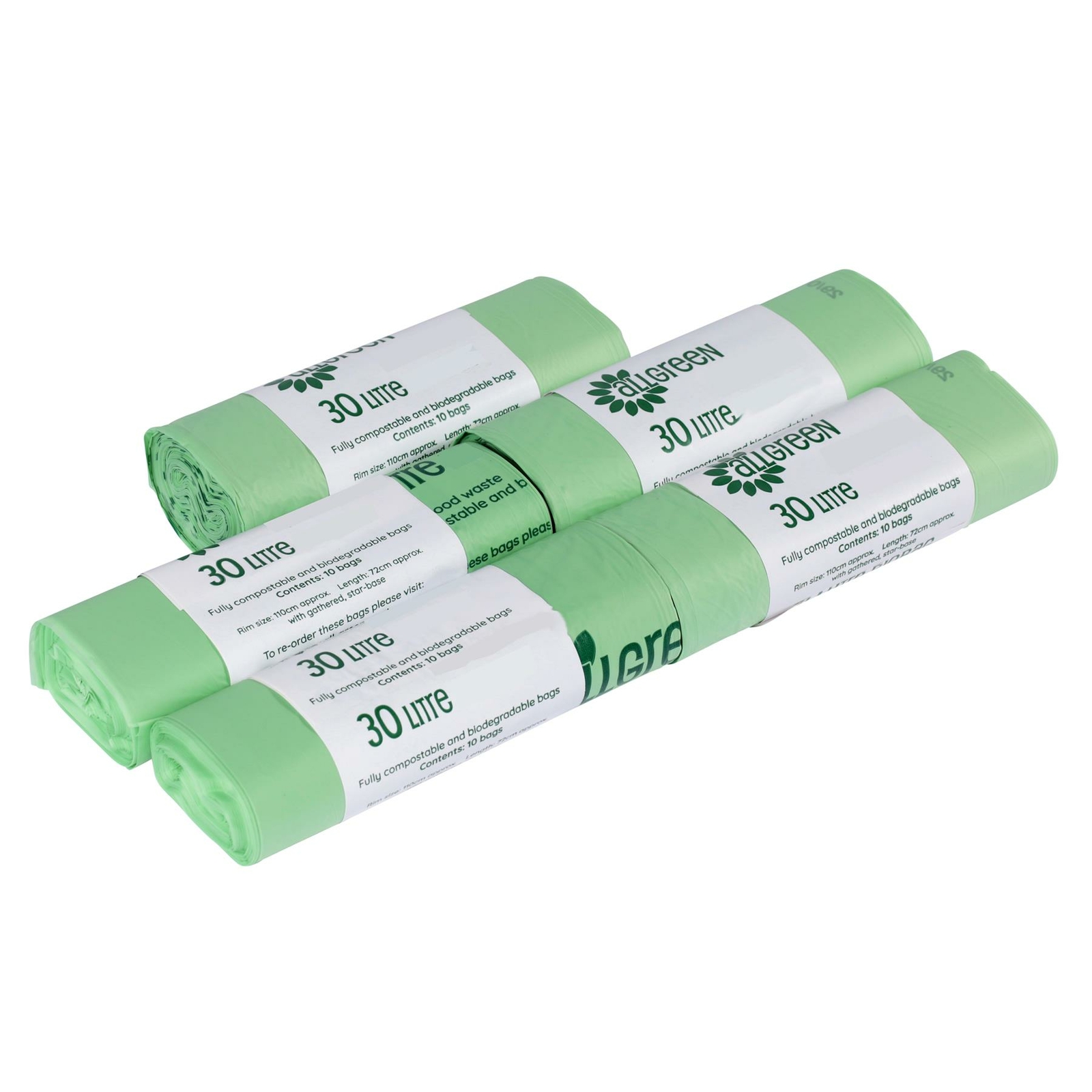 30 Litrex50 Compostable Bags for Kerbside Bin-EN13432 Kitchen/Outdoor Bin Liners