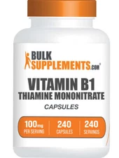 BulkSupplements Thiamine Mononitrate Capsules - Vitamin B1 - 100mg - 240 Count