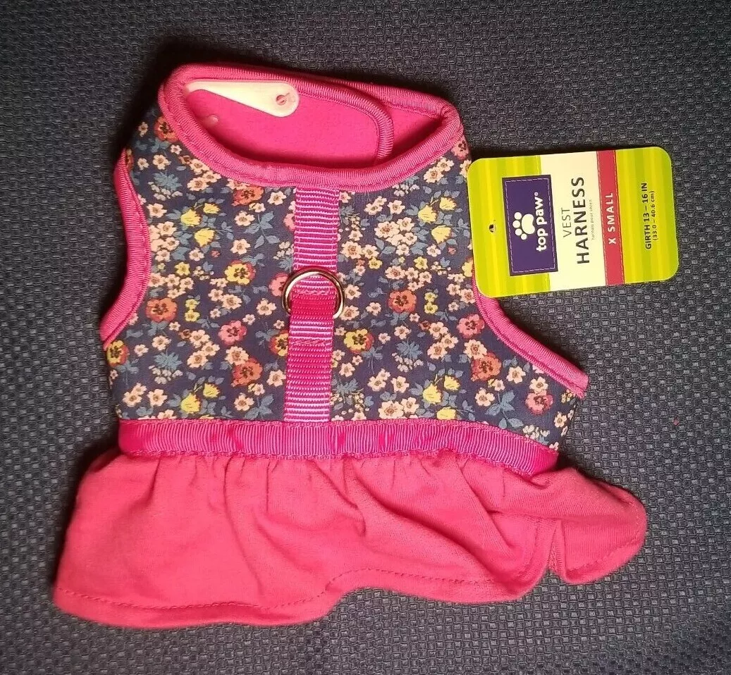 Top Paw Dog Vest Harness pink flowered skirt sizes XXS XS M L