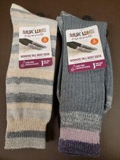 New 2packs of 2 MukLuks Women  s Tall Boot Socks Size 6-11 Grey, Cream, Purple