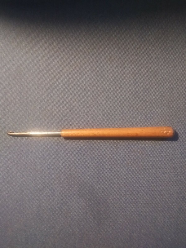 Steel Hickory Wood Handle Loom Hook Ornate