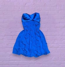 royal blue xscape ruffle mini dress