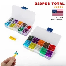 220Pcs Standard+Mini Blade Fuse Kit Assorted Set Car Auto Truck SUV Automotive