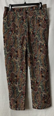 NWT Costa Blanca Womens Lightweight Multiple Colored Paisley Pants Slacks Size M