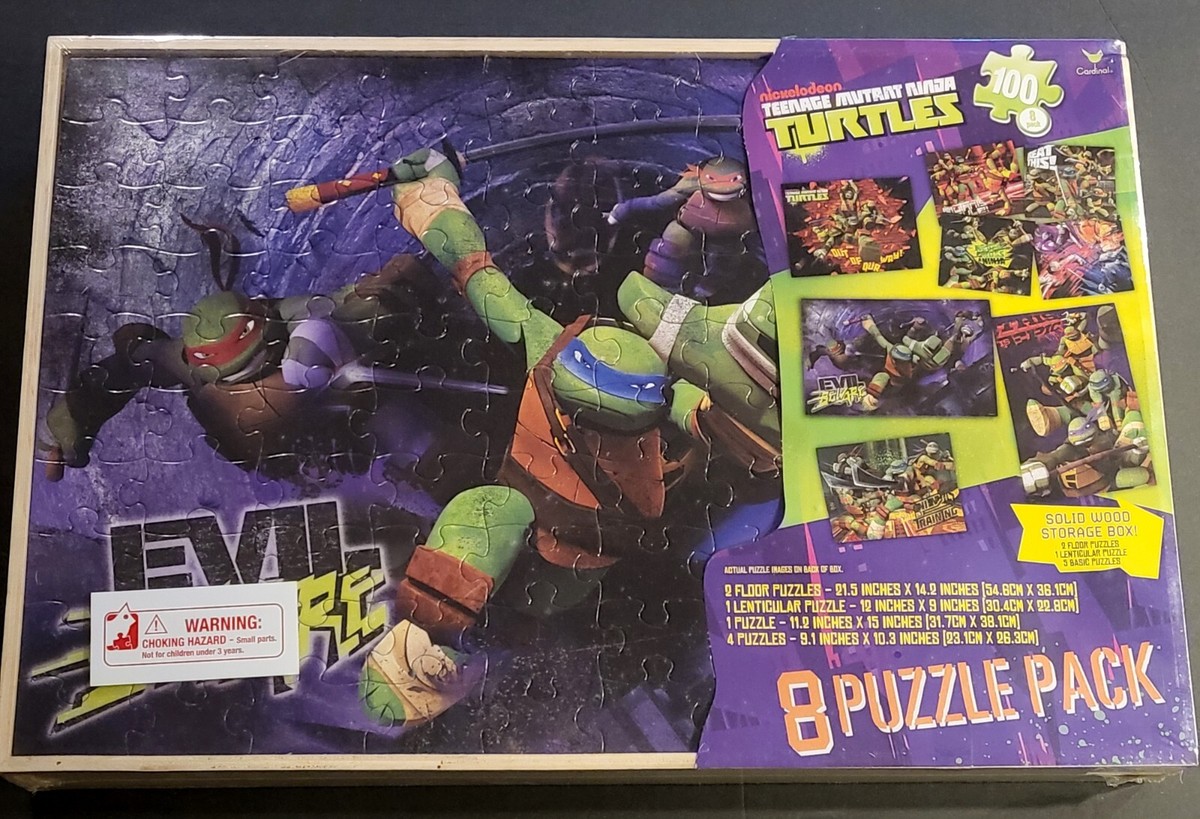 kayuminds1998 TEENAGE MUTANT NINJA TURTLES 8 Wood Puzzles Storage Box Tray Kids