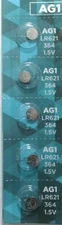 5 AG1 364 LR621 531 SR60 1.5V Alkaline Button Cell Watch Batteries Ship From USA