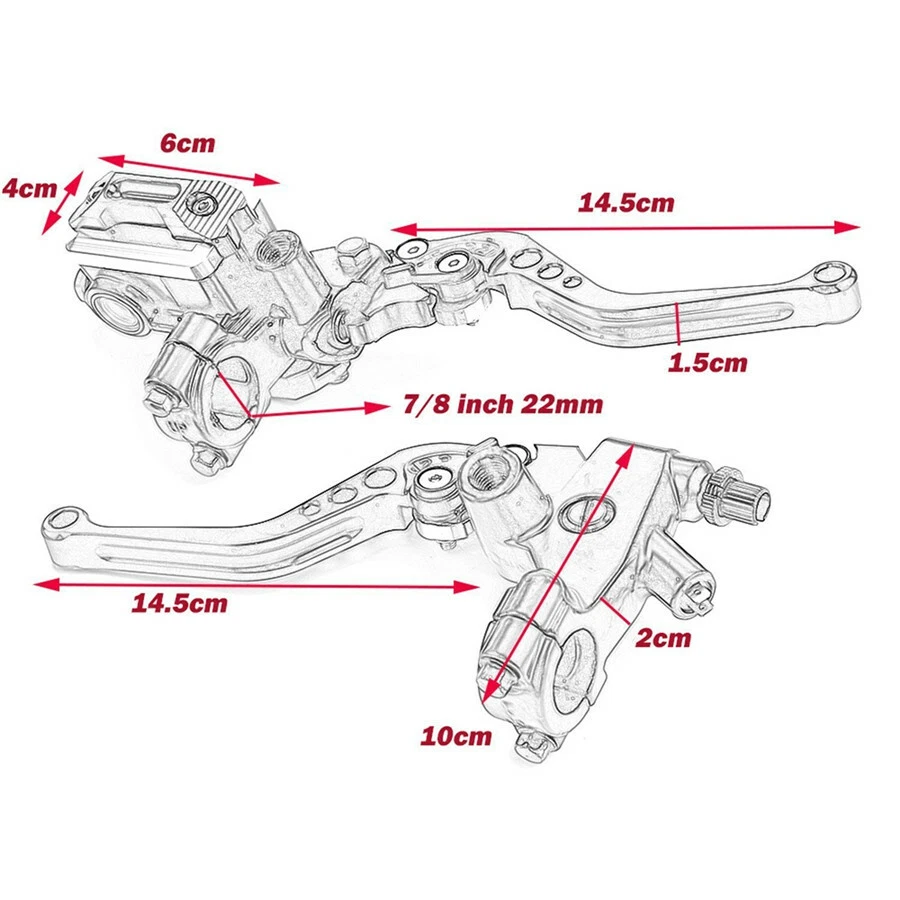 Front Brake Clutch Motorcycle 7/8in Accessory Master Cylinder Lever Reservoir — 第 2/4 张图片