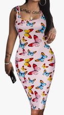 NEW LAGSHIAN Women's Sexy Midi Bodycon Tank Dress Size Small