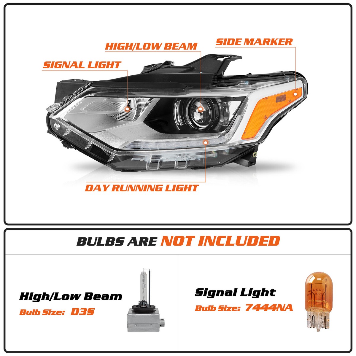 Pair Headlights For Chevy Traverse 2018-2021 HID/Xenon LED DRL Chrome Pair Headlights For Chevy Traverse 2018-2021 HID/Xenon LED DRL Chrome