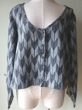 Flax Linen Vee Cardi M & L Nwot Linen Blouse Ebony Chevron