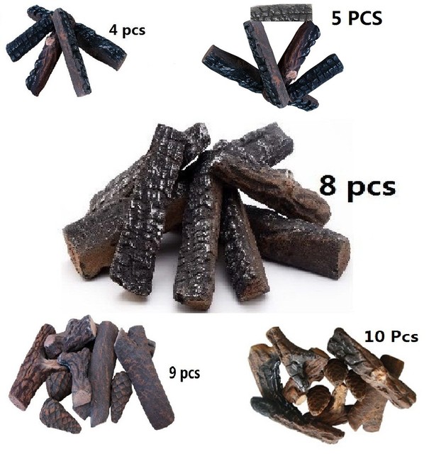 8 Piece Wood Like Ceramic Log Set For Sale Online Ebay
