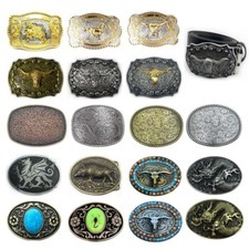 Western Unisex Alloy Vintage Fashion Leather Belt Buckle Cowboy Pattern Metal