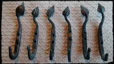 Cabin Style Hand Forged Iron Coat - Hat Hook Leaf Pattern Black 7" L Home Decor 