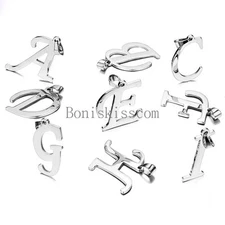 Silver Stainless Steel Alphabet Initial Letter Pendant Necklace Gifts ( A-Z)