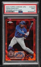 2023 Chrome Update Red & Orange Lava Lamp Refractor 8/10 Omar Narvaez PSA 9 0s2w